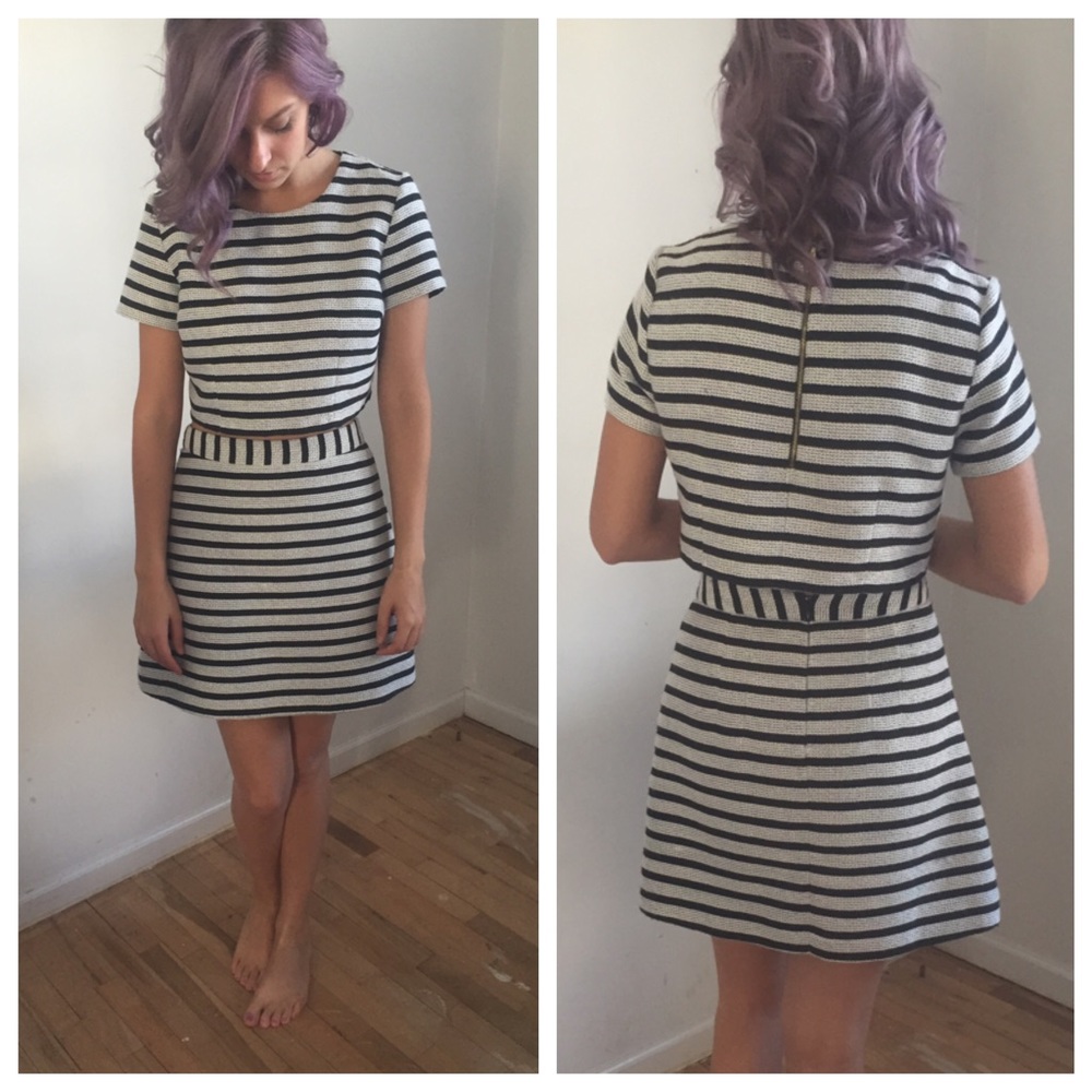Express Two Piece Striped Top and Mini Skirt